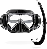 Cressi Onda Mare - Schnorchelset Onda Maske und Schnorchel Mexico, Schwarz/Schwarz, Einheitsgröße, Erwachsene Unisex