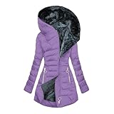 CCOOfhhc Wintermantel Damen Warm Gefüttert Damenmantel Wasserdicht Fleecejacke Gefüttert Winddicht Übergangsjacke Langarm Steppjacke Frauen Coat Einfarbig Plüschjacke Lange Parka