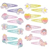 16 Stück Haarspangen Mädchen Glitzer, Haarspangen Kinder Mehrfarbig, Unicorn Meerjungfrau Schmetterling Blumen Herzen Regenbogen Haarclips Niedliche Haarschmuck für Kleinkinder Kinder Mädchen Frauen