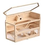 Wiltec XXL 3 Etagen Nagerkäfig, 6-eckig, 1150 x 600 x 580 mm, aus Holz, mit klappbarem Deckel & Sichtfenster, Kleintierhaus Mäusekäfig Hamsterkäfig