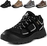 JACKSHIBO Trekkingschuhe Herren Wanderschuhe Damen Leicht Trekking-& Wanderhalbschuhe rutschfeste Atmungsaktiv Kletterschuhe Outdoorschuhe, Schwarz,43EU