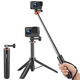 Vkesen Mini Stativ mit Teleskop Pole für Action Cam, Reise Selfie Stick Kompatibel mit GoPro Hero 13/12/11/10/9/8/7/6/5/Max, DJI Osmo Action 5 Pro/4/3, Insta360 Ace/Ace Pro/ONE RS Action Kameras