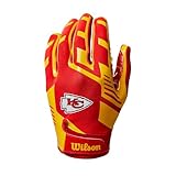 Wilson YTH NFL Stretch FIT Gloves, Youth, Rouge/Jaune