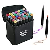 YOYEAH Textilstifte Waschmaschinenfest - Set mit 36 Farben Stoffmalfarben für DIY-Basteleien, T-Shirts, Stoffbeutel, Hüte und Textilien - Textilfarbe Textilmarker Stoffstifte waschfest