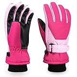 ThxToms Kinder Ski Handschuhe | Winter Snow Skihandschuhe -15℃ | PU Palme Winddicht Wasserdicht Warm Fleece | Sports Snowboard Skifahren Fahrradhandschuhe | Junge und Mädchen für 4-13 Jahre alt