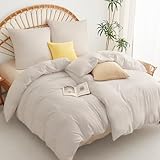 WAVVE Bettwäsche 135x200 4teilig Beige - 2 Bettbezüge 135 x 200 cm mit 2 Kissenbezüge 80x80 cm, ÖKO-TEX Bettwäsche-Sets aus Mikrofaser mit Reißverschluss Weich