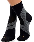 ZaTech Plantarfasziitis Socken, Kompressions Socken, unterstützt Ferse, Knöchel und Fußgewölbe, für bessere Durchblutung, reduziert Fußschwellungen und Schmerzen (Schwarz/Grau, M, 39-41)