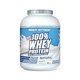 Body Attack 100% Whey Protein Natural, 2,3 kg - Made in Germany - Extra cremiges Eiweißpulver mit Hydrolysat & BCAA´s, unterstützt Muskelaufbau und Diäten - Für Sportler & Athleten
