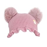 Baseballmütze, Kinder-Baby-Mütze, Herbst/Winter, einfarbig, doppelter Plüsch, niedlich, Strickmütze, Geburtstag, Foto, Ausgehen, Kinder, flache Schirmmütze, rose, 5-20 Months