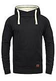 Blend BHSales Herren Kapuzenpullover Hoodie Pullover mit Kapuze Kordelzug Kängurutasche Rippbündchen Label-Details Baumwollmischung Regular fit, Größe:L, Farbe:Black (70155)