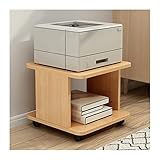 Holzdruckerständer mit offenem Stauraum, mobiler Wagen für Laserdrucker, robustes Regal für Büro und Zuhause, Holzscheite
