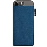 Adore June Classic Ozean-Blau Tasche kompatibel mit iPhone 14-15 Plus/iPhone 14-15 Pro Max Handytasche aus widerstandsfähigem Cordura Stoff mit Display Reinigungs-Effekt, Made in Europe