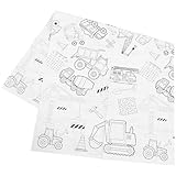 Cabilock Kindergeburtstag Papiertischdecke mit Baustellen Motiven 137X274cm Bedruckte Partydecke aus Strapazierfähigem Papier Dekorative Kindertischdecke für Mal und Festtisch
