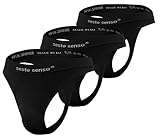sesto senso Herren Nahtlos String Sexy Thong 3 Pack G-Strings Tanga L/XL Schwarz