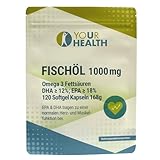 FISCHÖL Omega 3 1000 mg, Fettsäuren: DHA ≥ 12%, EPA ≥ 18% (1)
