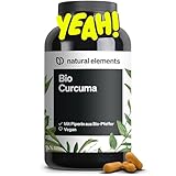 natural elements Bio Curcuma mit schwarzem Pfeffer – 240 Kapseln – 4350mg Bio-Curcuma (Kurkuma) pro Tagesdosis – mit Curcumin & Piperin – hochdosiert, vegan – in Deutschland produziert & laborgeprüft