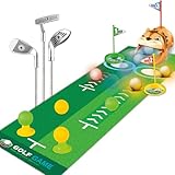 Hitish Minigolf Set Spielzeug für Kinder - Einziehbare Golf Schläger mit Automatischem Golf Returner, 4 Leuchtenden Golfbällen und Putting Matte – Outdoor Spiele Indoor Sportspielzeug Geschenk