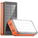 Solar Powerbank 26800mAh 5 Ausgänge 2 Eingänge Solarladegerät 22.5W QC3.0 Schnellladung Tragbares Ladegerät with 32 LED-Licht Handy Akkupack für Smartphones Tablets und Camping Outdoor