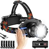 TININ Stirnlampe Led Wiederaufladbar, Superhell 100000 Lumen Kopflampe Stirnlampe mit Sensor, Stirnlampe Aufladbar 5 Lichtmodi & 90° Einstellbar, IPX7 Wasserdichte Led Stirnlampen für Camping Angeln