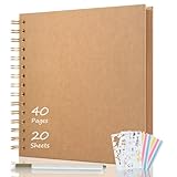 AIOR Fotoalben Scrapbook 21x21cm Spiralalbum, Fotoalbum zum Selbstgestalten und Einkleben 40 Seiten Fotobuch, Geburtstag, Hochzeit, Valentinstag Geschenk (Khaki)