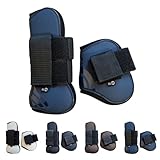 RL24 - Gamaschen & Streichkappen (4er Set) – Pferdebeinschutz mit Klettverschluss – gefüttert, anatomisch geformt & stoßabsorbierend – Pony & Pferde Zubehör – Dunkelblau – Pony