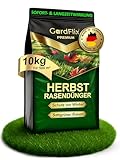 Gardflix Herbstdünger Rasen Langzeitwirkung (10kg Sack für 500m²) | Rasendünger Herbst verdrängt Moos | Frostschutz & Winterfester Rasen | Staubarmer Granulat für Streuwagen | Sicher für Kind & Tier
