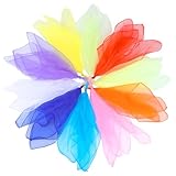 Bewudy 10 Stück Jongliertücher, Chiffontücher Für Tanzen Seidentücher Kinder Bunt Jongliertücher 60 x 60 cm Tanztücher Kinder Bunt Seidentücher Für Kindergarten Kindershow Sensorisches Jonglieren