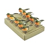 ToSSme Vogel 10 Stück Rotkehlchen für Weihnachtsbaum, Dekoration, sehr niedliche künstliche Feder, Orange, 5,0 cm x 4,0 cm x 2,0 cm, 5.0cm x 4.0cm x 2.0cm