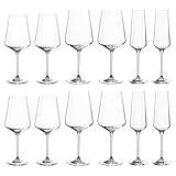 Leonardo Puccini Glas 12er Set, Weißwein-, Rotwein- und Sekt-Gläser, spülmaschinenfeste Kelch-Gläser, Sekt- und Weingläser-Set, 069525