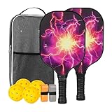Pickleball-Schläger | Pickleball-Schläger-Set, Sportzubehör aus Fiberglas, ergonomisch, leicht, für Zuhause, Übung, drinnen und draußen, Niveaus