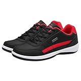Schwarze Herren-Turnschuhe, Lauf-Sneaker für Herren, Freizeitschuhe, Leder, Sportschuhe, atmungsaktiv, bequeme Wanderschuhe, schwarze Laufschuhe für Herren, Schwarz , 9.5 UK 3X-Narrow