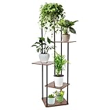 Skymico 5-Stufiger Pflanzenregal,Pflanzenregal indoor aus Stahl&blumentreppe,Vintage-Holz Slant Stand-Pflanzentreppe&Pflanzen Regal、Blumenregal、Blumentreppe Indoor