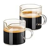 Orolotay Espressotassen 2er-Set, 113 Ml, Klares Glas, Doppelausgießer, Tassen, Espresso-Schnapsgläser