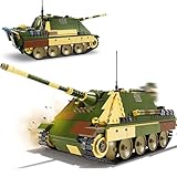 PlaySynthe Technik Panzer Bausteine Bausatz, 1420 Teile G2 Deutschem Jagdpanzer Klemmbausteine, WW2 Militär Fahrzeug Bausteine Modell Spielzeug, Geschenke für Erwachsene und Militärfans