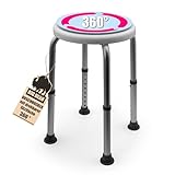 Duschhocker 360° drehbarer belastbarer Duschstuhl bis 136 kg höhenverstellbarer Duschhocker. rutschfest durch Gummifüße