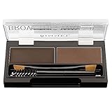 Rimmel London Brow This Way Augenbrauenpuder-Modellierset, gepflegtes Finish und ultimative Präzision mit Duo Compact Formula, Dunkelbraun, Pulver 0,04 oz, Wachs 0,03 oz