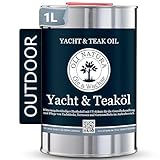 OLI-NATURA Yacht & Teaköl - Holzöl für Außen - 1 Liter, Teak - Premium Leinöl mit Schutz vor UV-Strahlung, Verwitterung, Versprödung & Vergrauung - Geeignet für fast alle Holzarten