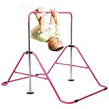 Jolitac Turnreck Gymnastik Kinder Garten Reck Reckanlage Turnstangen Horizontale Training Bar Trainingsgeräte Outdoor Fitness Höhenverstellbar (Rosa)