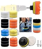 80mm Polierschwämme Pads,32 Stück Polier set,Polierpads,Auto Schwämme Pads Polieraufsatz,Auto Polieren Pads für Akkuschrauber,Poliermaschine,Polierauflage,Bohrmaschine Polieren,Schleifen,Wachsen