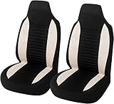 CGEAMDY 2 Stück Auto-Sitzauflage, Autositzbezüge in Premium Design, Universell Einsetzbarer Sitzbezug, Ideale Passform & Perfekter Schutz Für Alle Autositze (Beige)