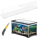 Sieral Aquarium-Überdachungs-Set aus Polycarbonat, 74,5 x 29,5 x 0,3 cm, für 60,8 cm, ohne Mittelstrebe, Aquarium-Abdeckung mit Hakenmesser, atmungsaktives Loch, Griff transparent