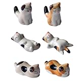 LEEQ Keramik Katze Stäbchenhalter - 6 pcs Essstäbchen Halter Keramik Katze, Stäbchen für Küche, Esstisch, Besteckaufbewahrung