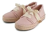 TOMS Carolina Damen-Espadrille-Sneaker, Schnürschuhe, leger, Schwarz, Pale Rose Beachside Woven / Fray, 36.5 EU