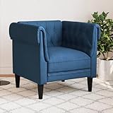 Gecheer Chesterfield Sessel Ledersessel Ohrensessel Lounge ClubSessel Blau Stoff