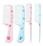 4 Stück Baby Kamm, Babykamm Cartoon-Muster, Feiner Zahnkamm & Rattenschwanzkamm für Baby, Kleinkind & Mädchen, Sanft zur Kopfhaut, Rosa und Blau
