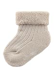 Sterntaler Baby Socken uni - Baby Söckchen mit Umschlag, Innenfrottee und Rippenmuster - Unisex Strümpfe mit hohem Baumwollanteil - hautsympathisch und bequem, beige, Größe 14