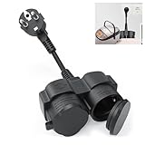 Verlängerungskabel mit 2 Fach Schuko Steckdosen, Doppelstecker für Steckdose, Doppelsteckdose Schutzkontakt Wasserdicht IP44, bis 250V/16A Doppelstecker Außenbereich für Küche Heim Büro