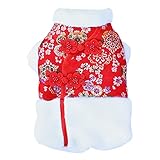 Haloppe Hundebekleidung Funktionale Warm halten Chinesischer Stil Hundekleidung Tang Suit Rot L