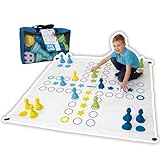 alldoro 60060 XXL Ludo 150 x 150 cm, riesiges Familien-Brettspiel mit 16 großen Spielfiguren & Würfel, für Garten, Indoor & Outdoor
