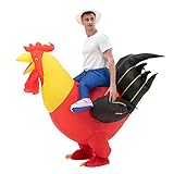 IRETG Aufblasbare Hahn Hühner Kostüm Blow Up Ride-on Huhn Kostüme für Party Halloween Weihnachten Cosplay Erwachsene Größe